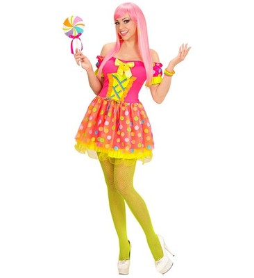Candy Girl Kostüm Damen   Süßes Kleid mit Lutscher