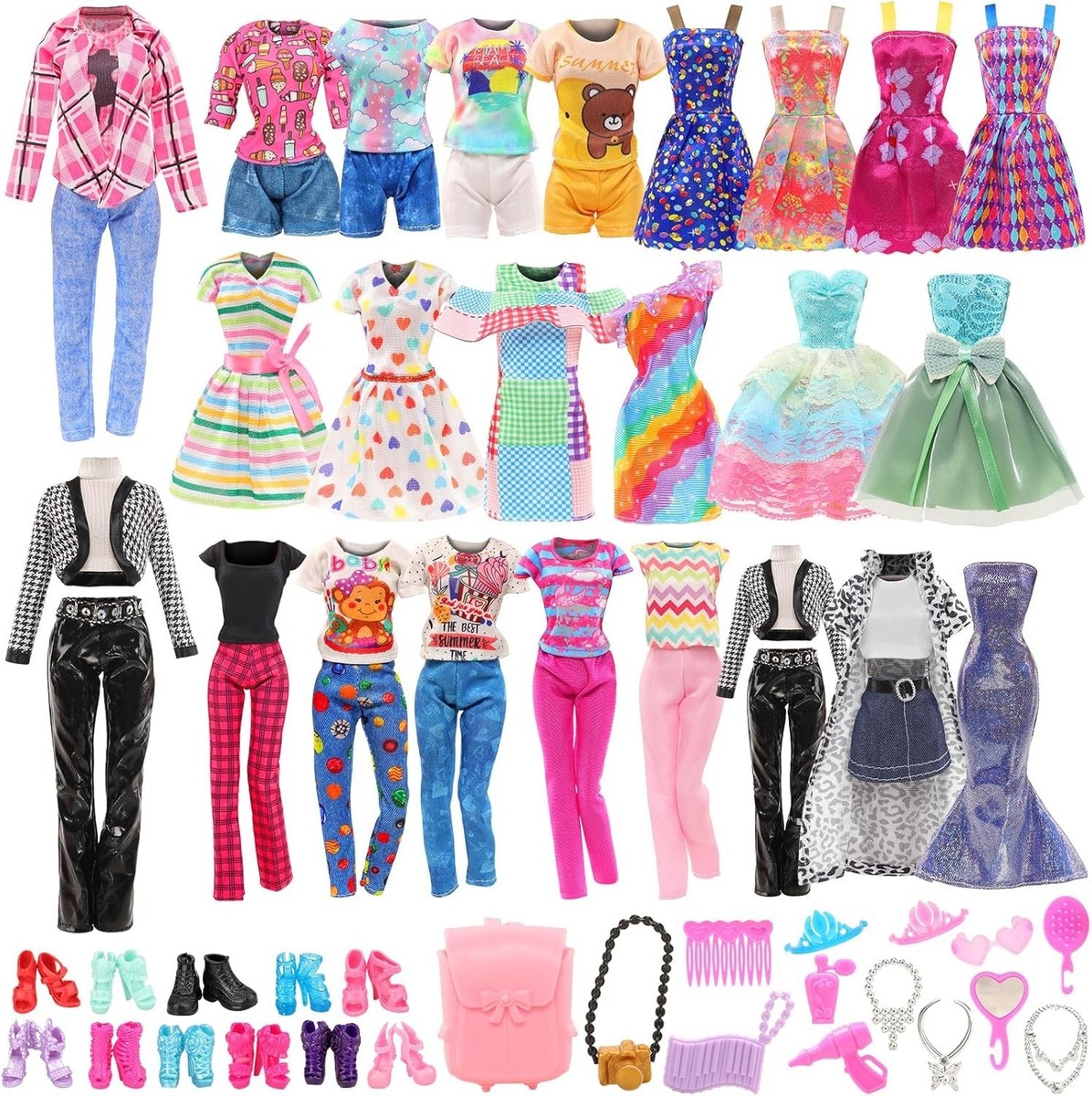 36 PCS Barbie Clothes Doll Fashion Wear Clothing Outfits Dress up