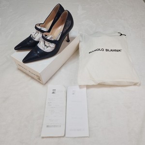 Escarpins Manolo Blahnik PATENT CAMPARI Mary Jane - Bleu Marine Vernis, Taille 38.5, Neufs Avec Boîte