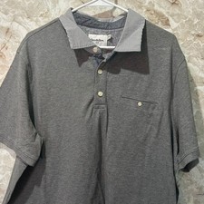 Goodfellow  Co XXL Gray Short Sleeve Polo Shirt Striped Collar