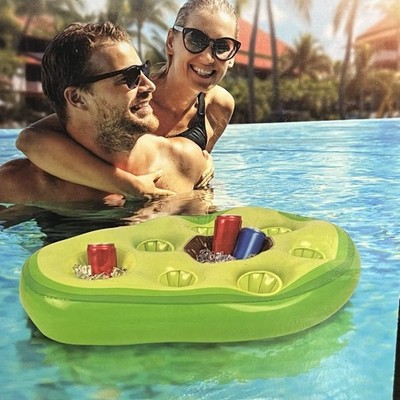 Aldi Avocado 25  Inflatable Floating Drink & Ice Holder Pool Party Lake Poolside