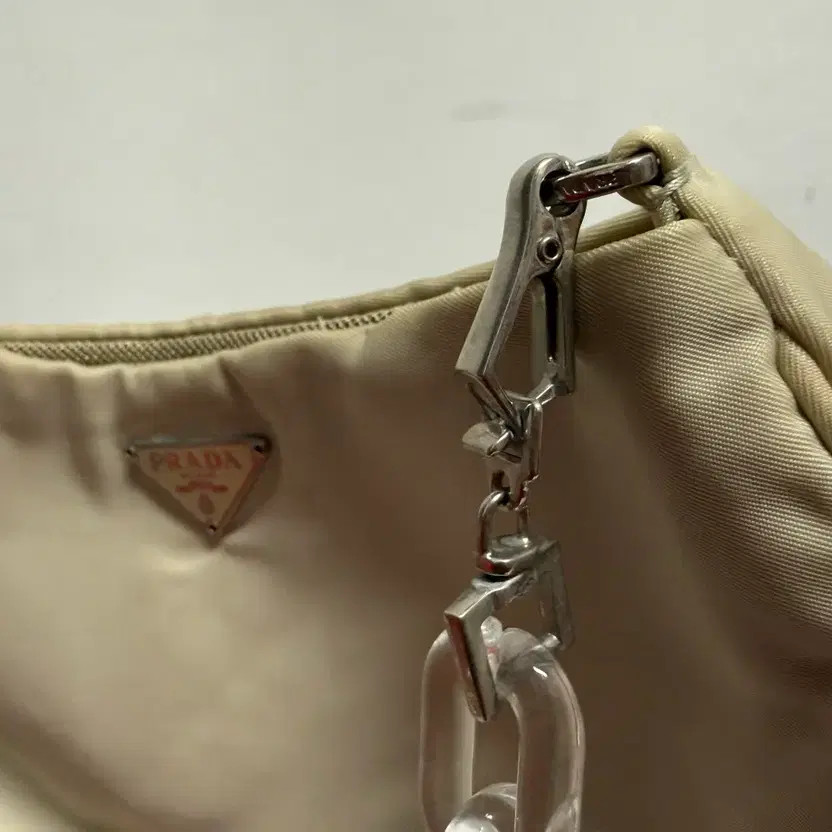 Prada Nylon Hobo Bag in Beige, Vintage with Chain Strap thumbnail 2