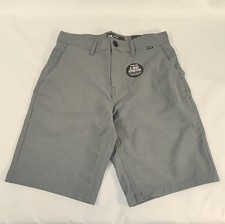 Hurley Boys Chino Shorts Gray Size 16 Regular Fit 2-Way Stretch Quick Dry