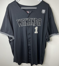 Marvel Wakanda T'Challa #1 Black Baseball Jersey Shirt Size XXL