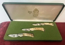Vintage Parker Cut Co. Indian Series IlI 3 Knife Set Bone Handles In Box NOS