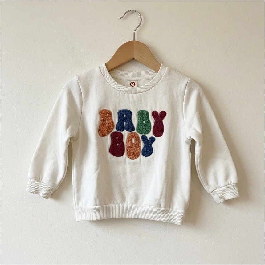 Sweatshirt Pullover Sweater White Graphic Print Knit Cotton 18-24M Baby Boy-image