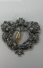 Silver & Gunmetal Tone Faux Pearl textured Brooch Lot 35.6g — photo 3
