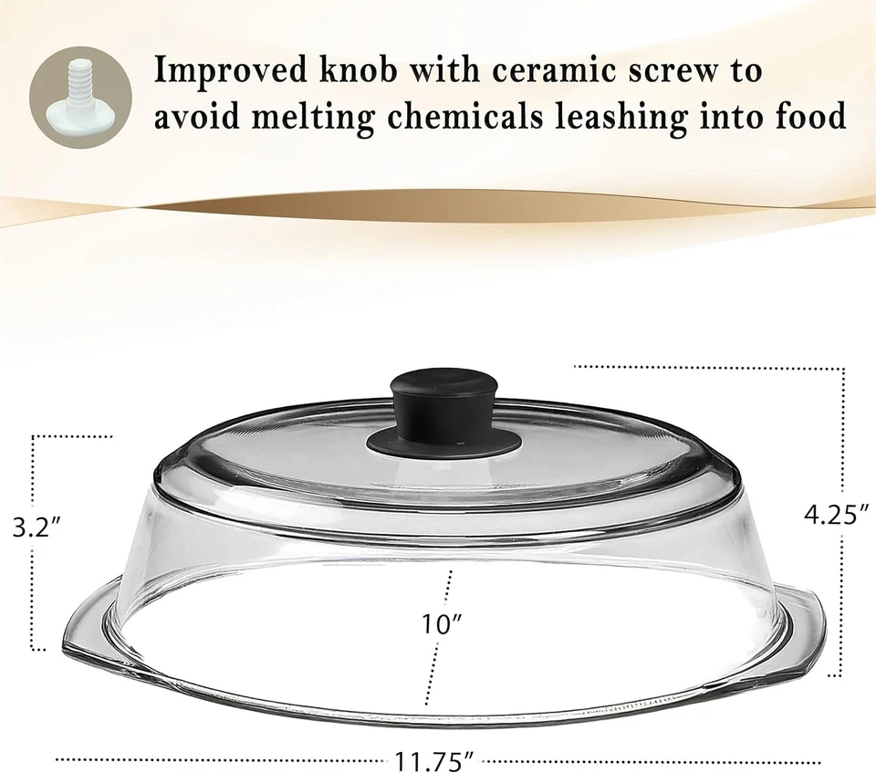Cubierta alta para salpicaduras de microondas de vidrio para alimentos - Plato transparente para utensilios de cocina y utensilios de horneado Foto 4 de 4