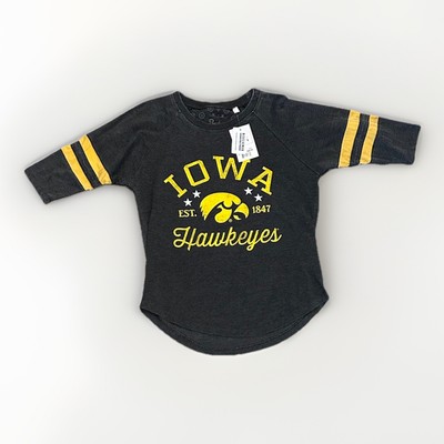 Iowa Hawkeyes Pressbox Jade Vintage Washed 3/4-Sleeve Raglan Jersey Shirt Medium