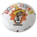 Vintage Taco Bell Sign - Porcelain Restaurant Fast Food Diner Gas Pump Sign