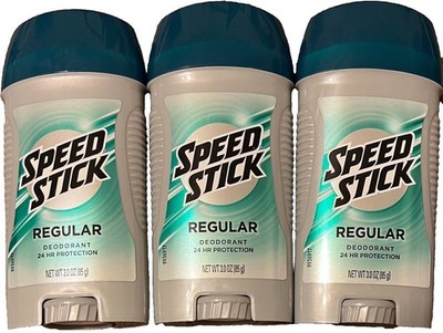 3 Pack Speed Stick Deodorant - Regular - 24 HR Protection - 3.0 OZ Ea Full Size