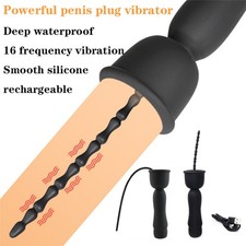 Men Multispeeds Electric Penis Bead Plug Expander Dilator Enhancer Urethral Plug