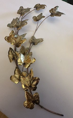 Vintage Leaves 3D Metal Wall Sculptures MCM 18 " IVY LEAF 2PC - Picture 2 of 5