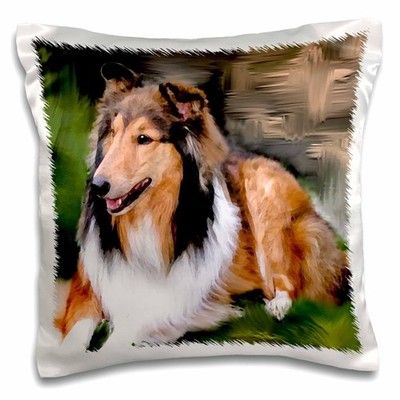 3dRose Rough Collie-Pillow Case, 16 by 16'' (pc_4155_1)