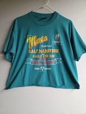 Vintage 1990s Cropped Single Stitch Mora Half Marathon XL T-shirt 21x21