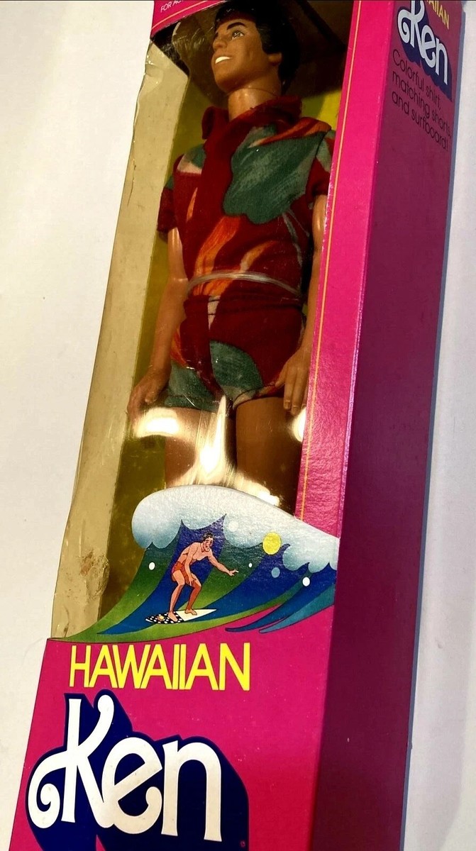 vintage 1983 Hawaiian Ken Doll Mattel No.7495 w Surfboard NRFB