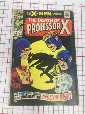 The X-Men #42 Marvel 1966 ''Death'' of Professor X; Origin of Cyclops VG-