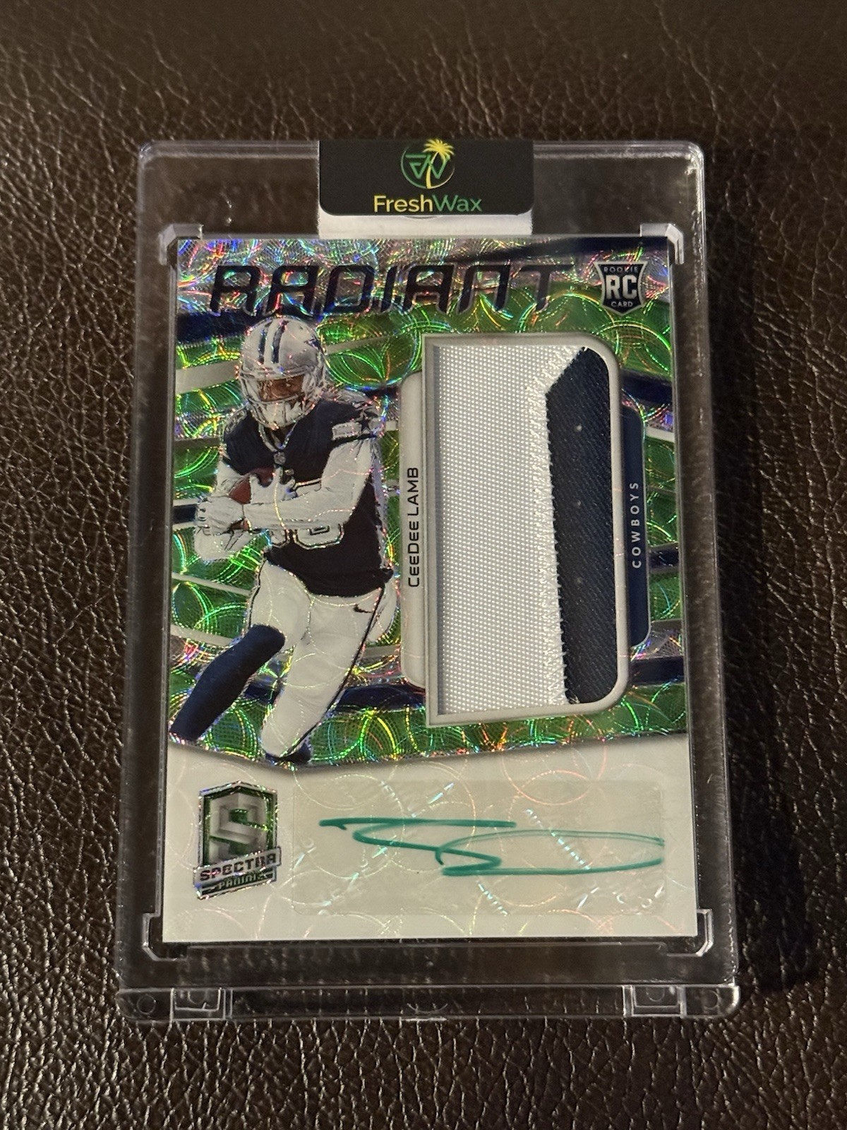 2020 Panini Spectra CeeDee Lamb RPA Neon Green Radiant Rookie Patch Auto /35