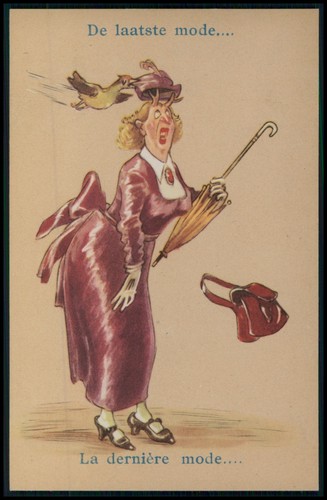 a07 comic humor woman mysoginy theme risque original old c1930-1940s postcard