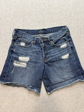 Lucky Brand Womens Boyfriend Shorts Size 6 Blue Distressed Ripped Frayed Hem