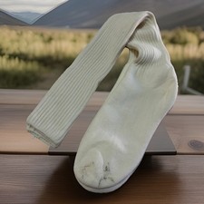 Vintage 80s Socks 9-11 25" Over The Calf Acrylic White Men's NOS 90s Thick Soft