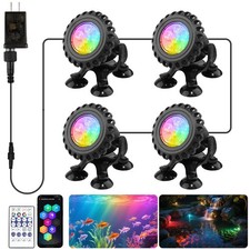 4 Pack Underwater LED Pond Lights IP68 Waterproof Submersible App Remote