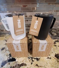2 NEW MiiR 16oz VI6 Insulated Camp Cup Coffee & Tea Mug - Black + White SS
