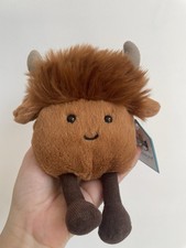 Jellycat Amuseabean Highland Cow Brown Plush Soft Toy BNWT retired w/ dust bag