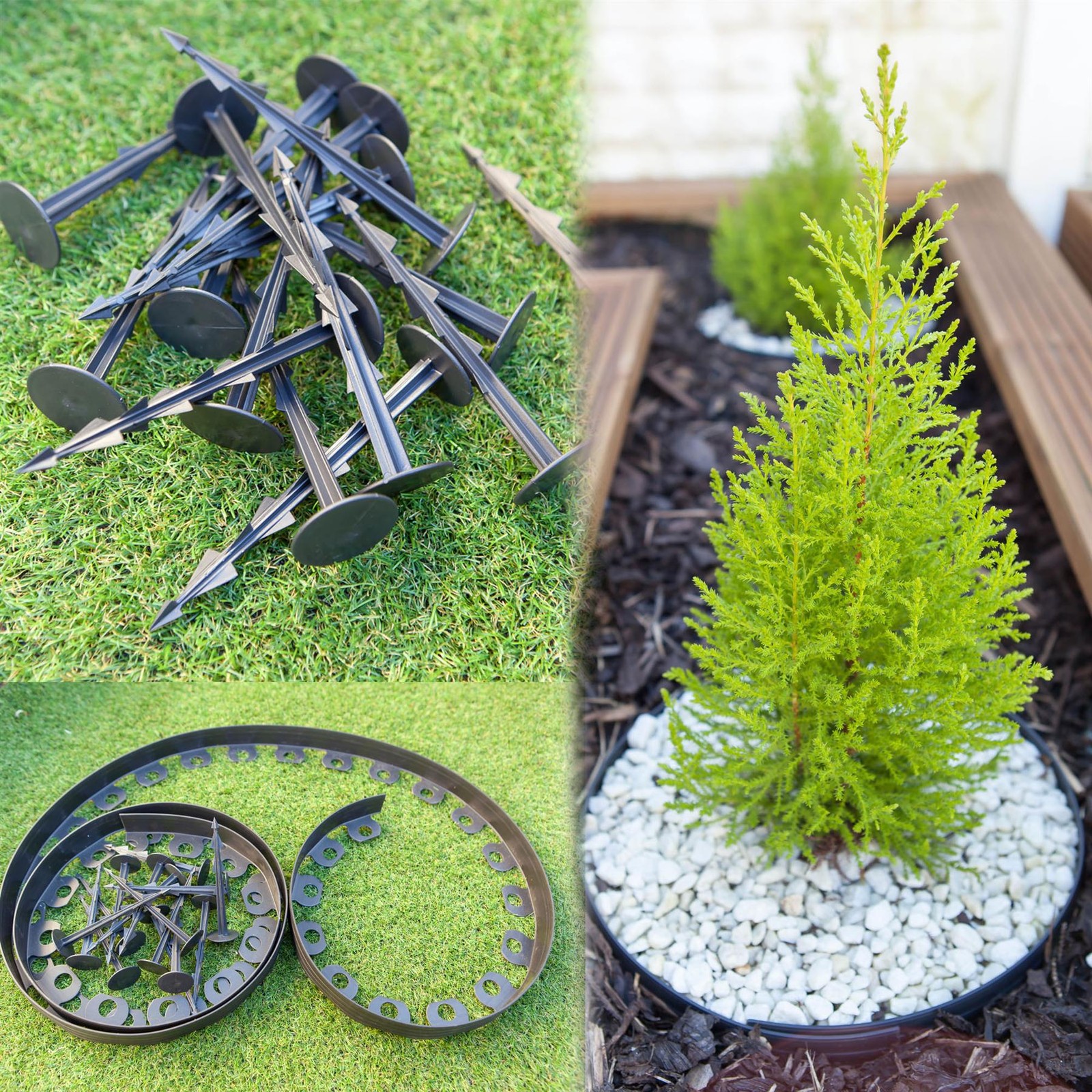 10m Garden Lawn Edging Flexible PCV Border Wall Strong Pegs- EDGES 30 PEGS
