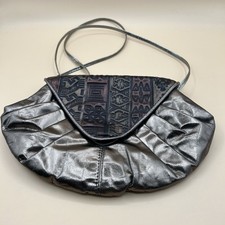 Vintage Metallic Hinge Purse 80  s Style Leather See Pics