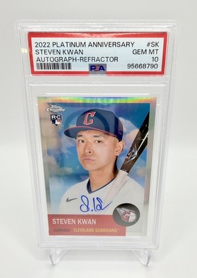 2022 TOPPS CHROME PLATINUM ANNIVERSARY AUTO #SK STEVEN KWAN /199 PSA 10