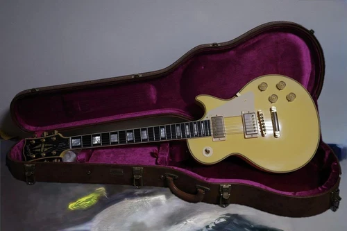 Electric Guitar Gibson CS 1974 Les Paul Custom VOS Yellow White 2014
