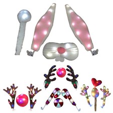 Car Reindeer Antler Kit  Reindeer Antlers  Nose W/ Led Lights XMAS Car Decor