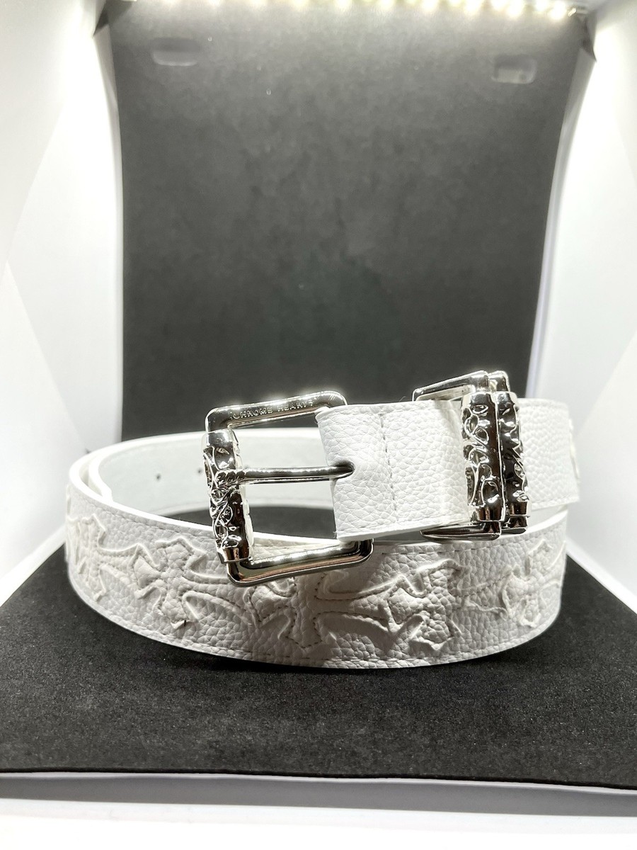 Chrome Style Y2K White Hearts Belt with Crosses and detailed