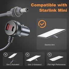 Starlink Mini Cable 3-in-1 Car Adapter With Digital Display USB-C PD 40W 10 Ft