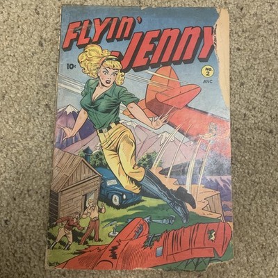 FLYIN  JENNY #2  1947 GGA Headlights  Matt Baker Cover  Rare Blonde Final Issue