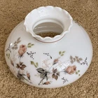 Vintage White Milk Glass Painted Floral Shade for Hurricane Oil Lamp 10” Fitter