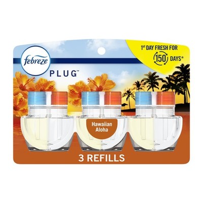 Plug In Air Freshener, Odor-Fighting Scented Oil Refill,Hawaiian Aloha,3 Refills