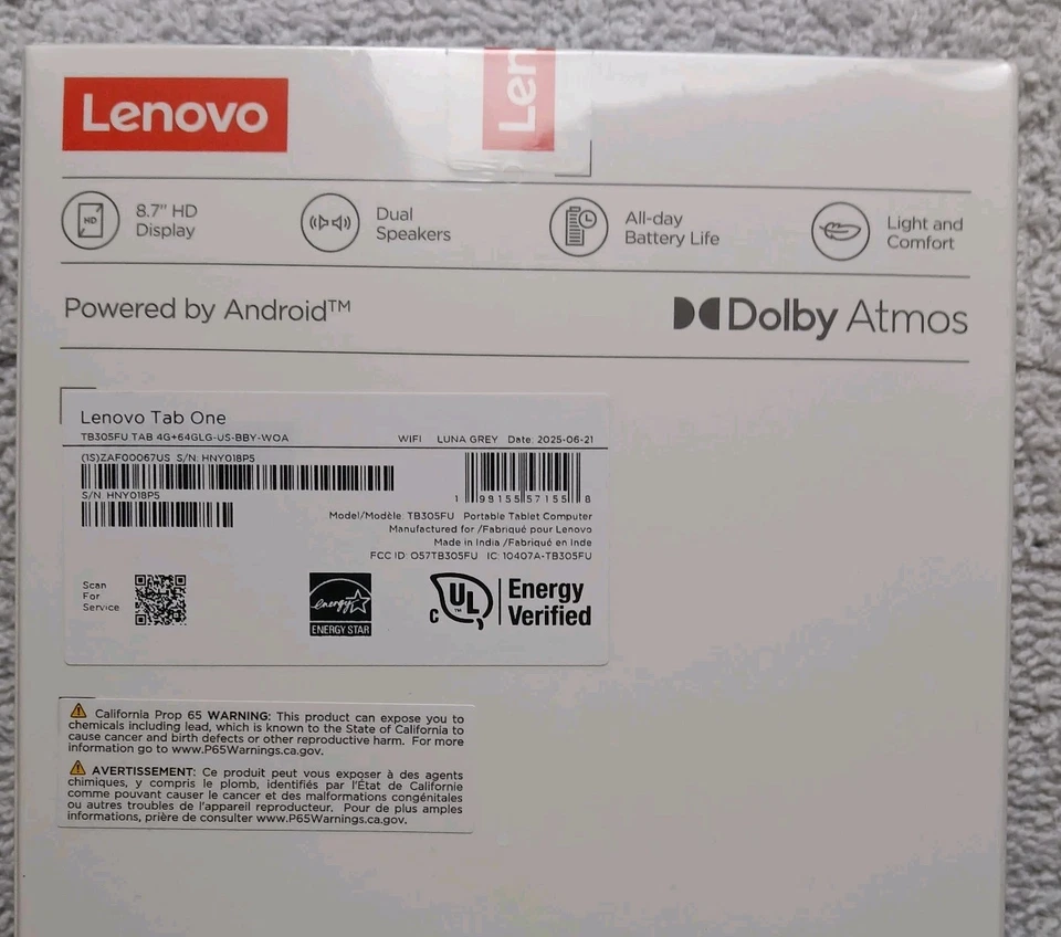 Lenovo Tab One TB305FU 8.7” Tablet 64GB Luna Grey w/ Folio Case All New Sealed - Image 4 of 4