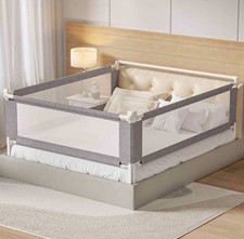 PurePapoose 3-Piece Queen Bed Rail Toddler Safety Guard Adjustable Grey