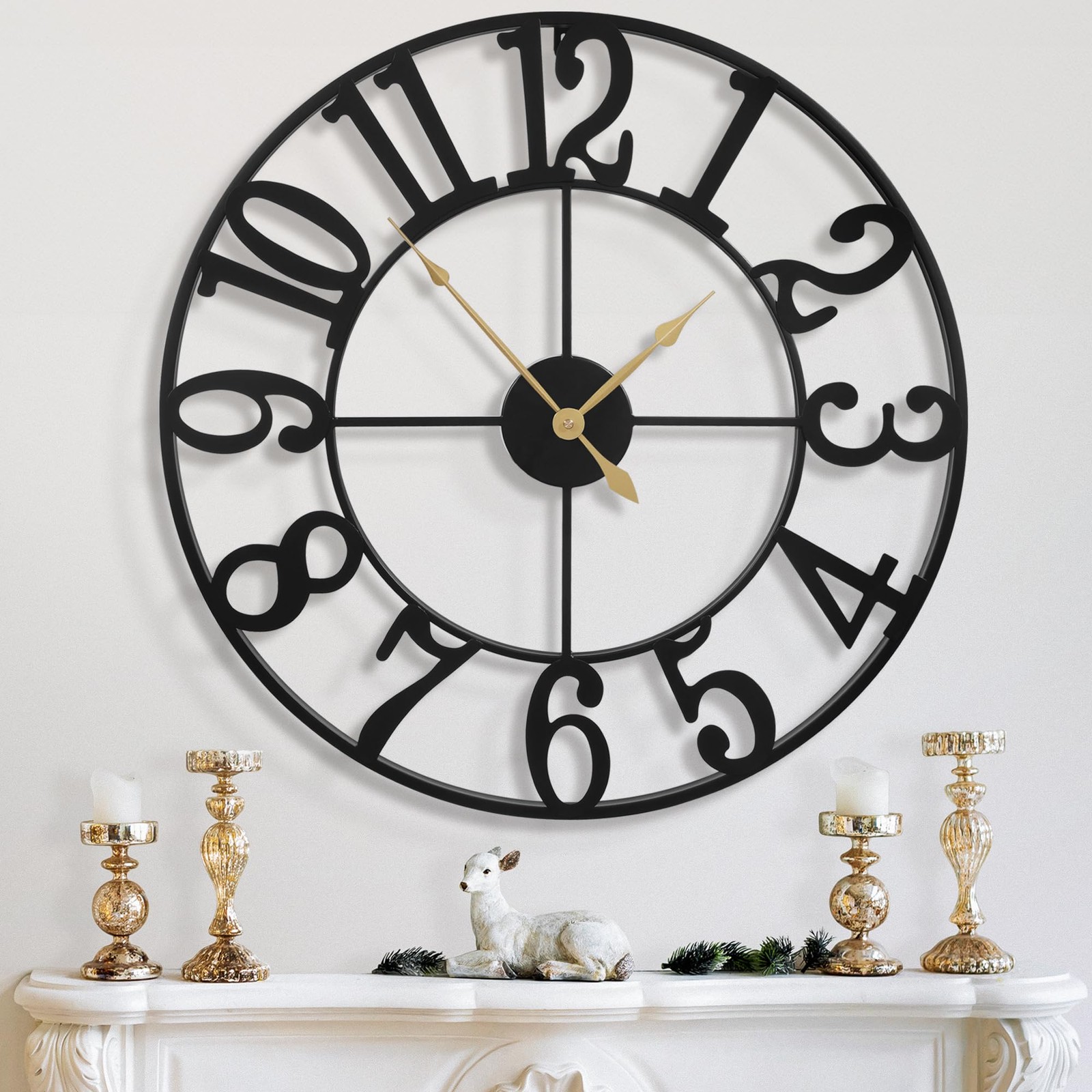 LEIKE 31 Inch Extra Large Wall Clock - Retro Decorative Oversized Farmhouse Arab