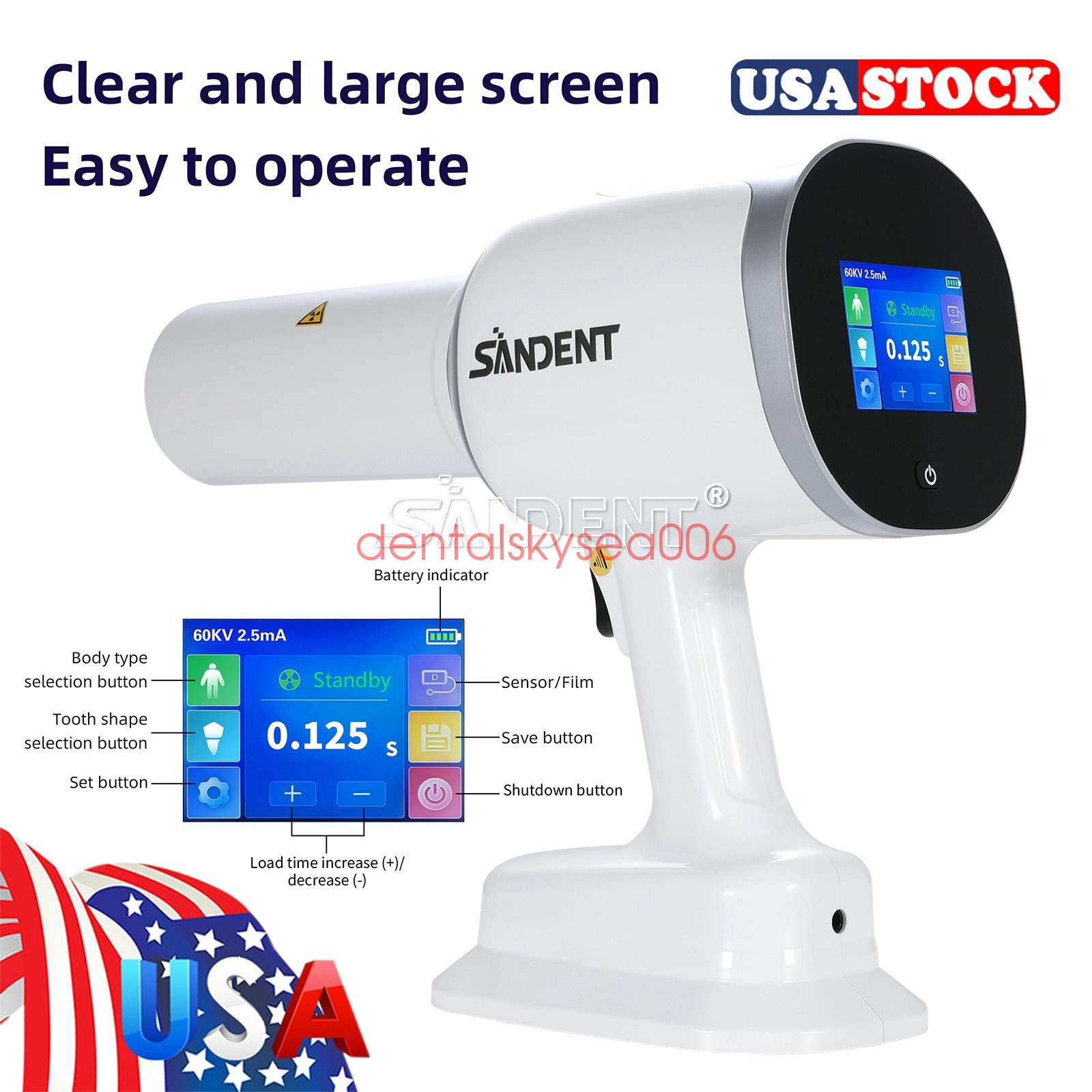 X Portable Mobile Dental Ray Unit Digital Imaging System with Scatter Shield