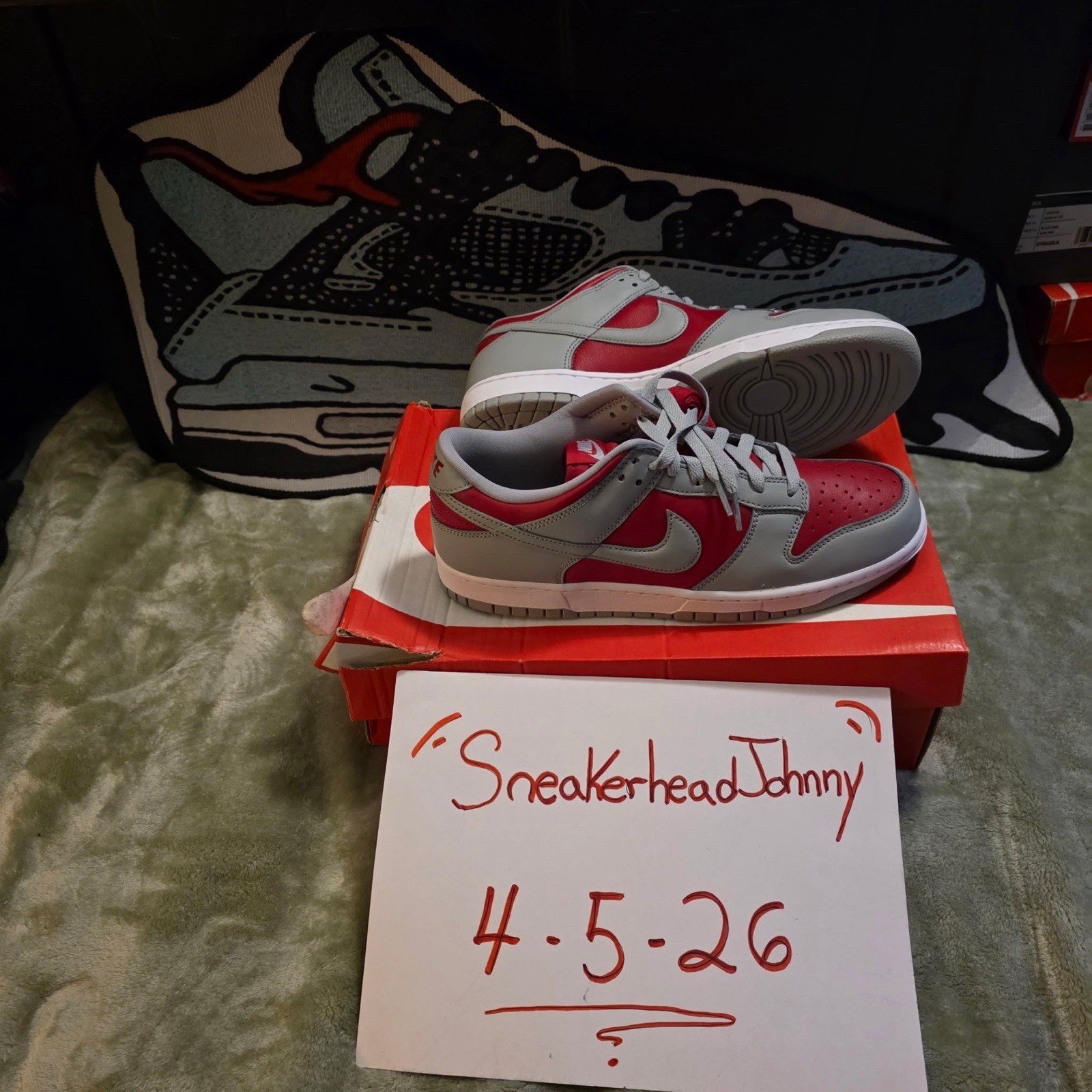 Nike Dunk Low Colorblock Sneakers Red/Gray/White Men's Athletic Walking Shoes