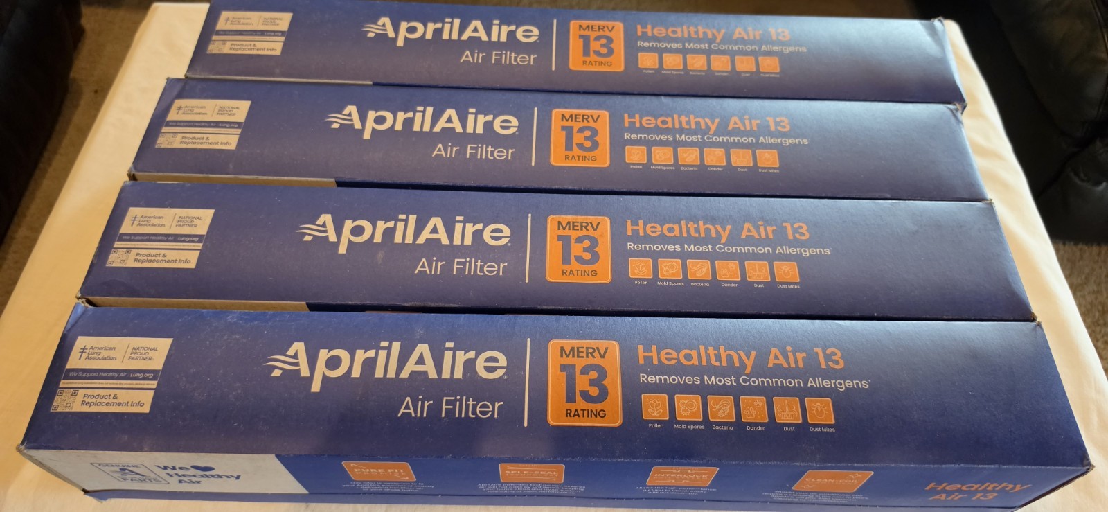 OEM Aprilaire 813 Air Filter MERV 13, 20x25x4 Authentic Original NEW LOT OF 4