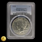 1928 Peace Dollar $1 PCGS Genuine Scrape AU Details -E449