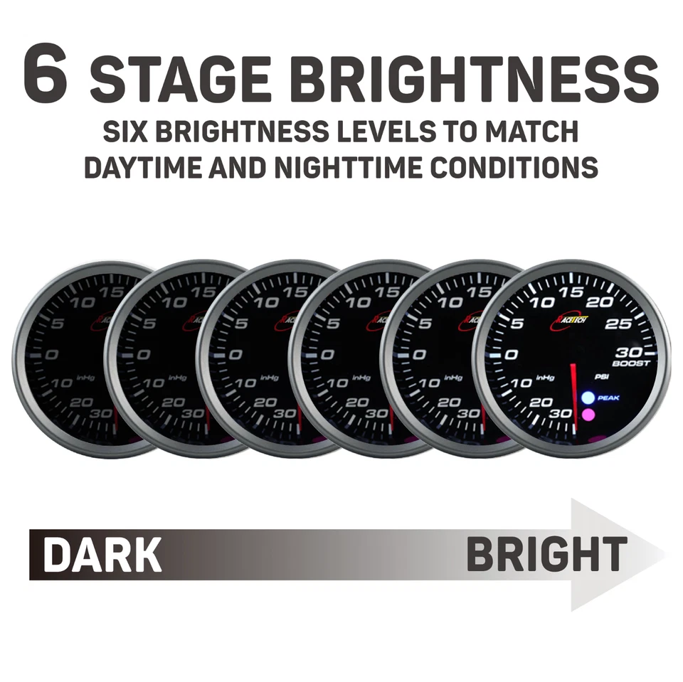 RACETECH Performance Electrical 80mm 3.15" Boost Gauge Warning Peak -30 ~ 30 PSI - Image 3 of 4