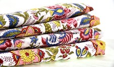 Cotton Voile Hand Block Print Sewing Indian Fabric Material Crafting 5 Yard