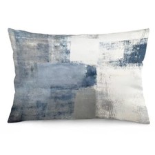 Grey Abstract Art Painting Throw Pillow Cover Queen Size White Gray Lumbar Blue