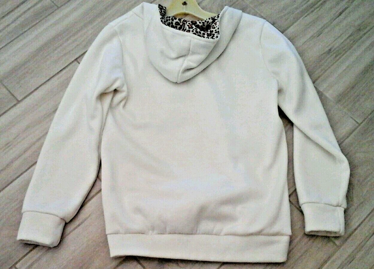 OFF WHITE Felpa con cappuccio foderata in velluto avorio manica lunga. Taglia M