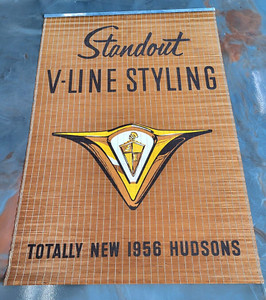 Vintage 1956 Hudson Dealership Bamboo Banner Hornet Wasp V Line Styling RARE!